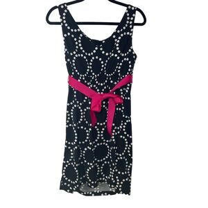 Motherhood Maternity Sleeveless Polka Dots Belted Mini‎ Dress Black Womens Small